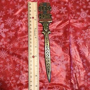 What are opener God bless our home Jerusalem brass letter opener from estate sal